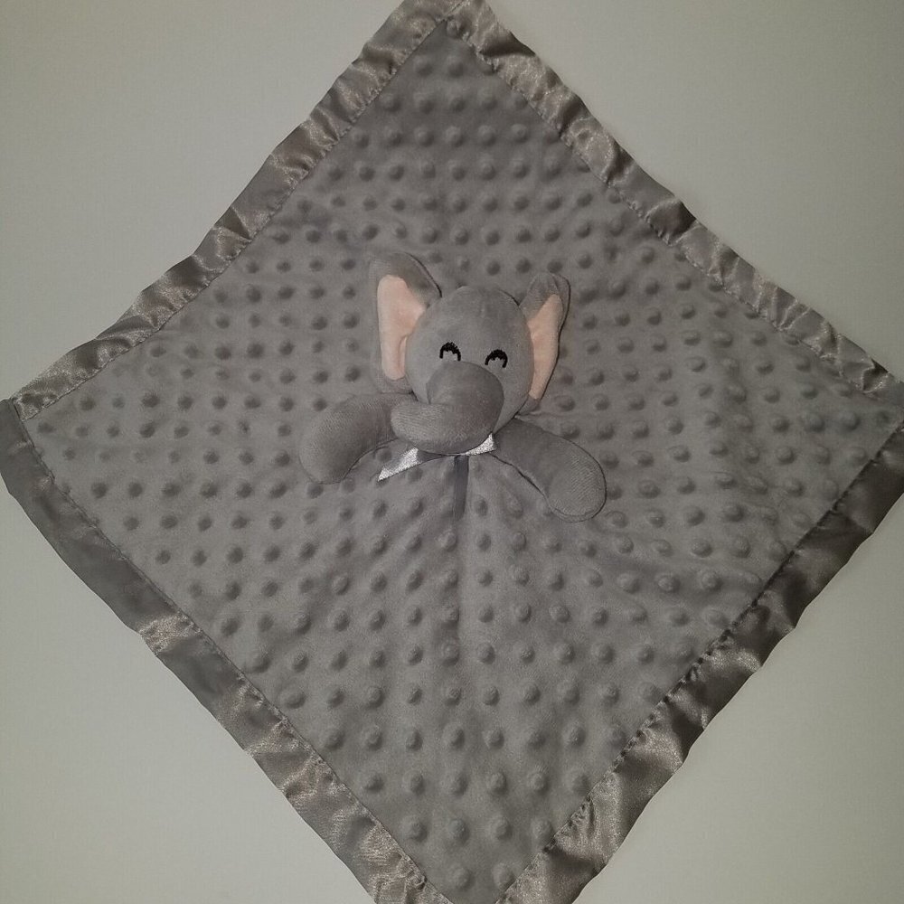 Gray Elephant Lovey Plush Baby Toy Minky Dot Crinkle Ears Pro Goleem